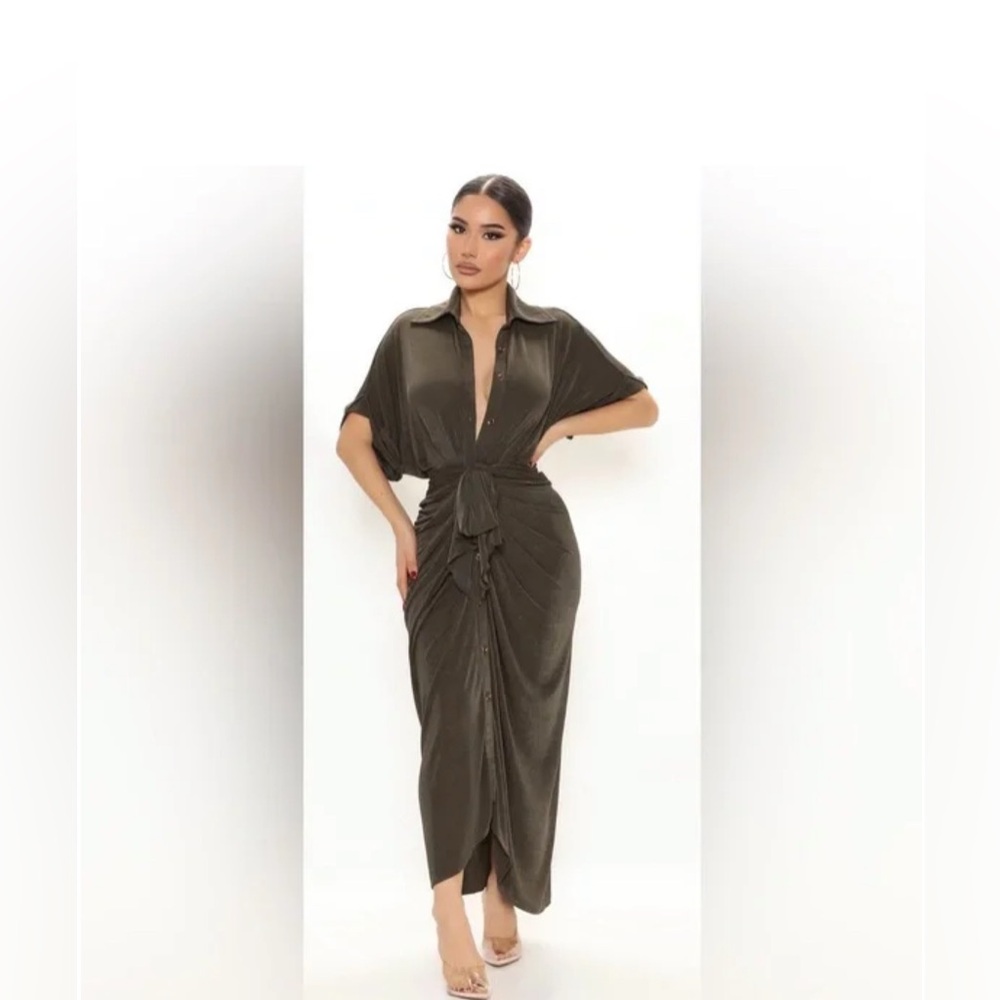 Fashion Nova Chic Olive Midi Dress